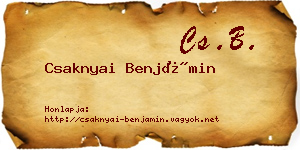 Csaknyai Benjámin névjegykártya